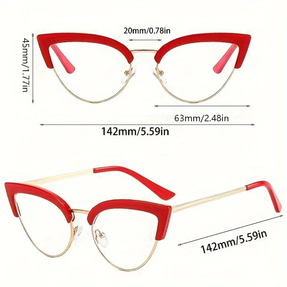 "Stylish Cat Eye Glasses for Women – Minimalist Plastic Frame with Clear Lenses" - Picture 2 of 2